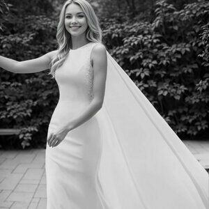 Modern Simple Mermaid Boho Sleeveless Satin Wedding Dress Elegant Romantic Batea